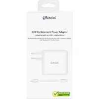 Sinox beslag Sinox Macbook USB C 45W erstatningslader, Indendørs, Vekselstrøm, 20 V, 1 m, Hvid