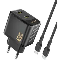 Dudao A28PCEU PD 45W GaN 2xUSB-C Wall Charger with USB-C Cable - Black