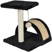 Homea kradsetræ til kat med platform og pompon, 38 cm, sort