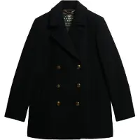 Superdry Superdrytil kvinder. W5012100A Sort dobbeltradet jakke (M), Bomuld, Klassisk