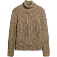 Superdry Superdrytil kvinder. W6110397A Løs strikket trøje med brun rullekrave (M), Casual, Akryl, Lange ærmer
