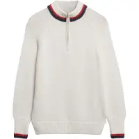 Superdry Superdrytil kvinder. W6110669A T-shirt med halv lynlås, beige med kontrastkanter (S), Casual, Lange ærmer