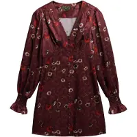 Superdry Superdrytil kvinder. W8012005A Jacquard-kjole i granatrød (S), Casual, Rødbrun, Viscose, Lange ærmer