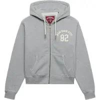 Superdry Superdrytil kvinder. W2012712A Grå Relaxed Crop hættetrøje med lynlås (M), Casual, Bomuld