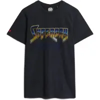 Superdry Superdrytil mænd. M1011981A Sort grafisk t-shirt med rockband (XL), Casual, Bomuld, Korte ærmer