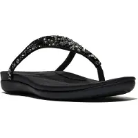 FitFlop Fitfloptil kvinder. A5Y-001 Sandalias Solay Mixed-Crystal Toe sort (38), Læder, Fast, Ingen, Casual