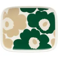 Marimekko Unikko tallerken 12x15 cm White-dark green-beige-light sand