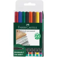 Faber-Castell MULTIMARK 1523 - Markør - permanent - 0.4 mm - superfin - med viskelæder (pakke med 8)