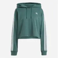 Adidas Originals Dame Adicolor 3 striber kort hættetrøje Mineral Green