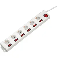 Hama 6+1, XL - Stikdåse - AC 230 V - 3500 Watt - output-stikforbindelser: 6 (CEE 7/4) - 1.4 m ledning - hvid