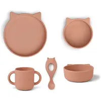 Liewood Vivi servicesæt silikone 4 dele Cat dark rose