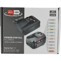 Bosch DIY & Garden Cordless Starter Set 18V 1x 4.0Ah + Quick Charger AL 18V-44 black, Li-ion battery 4.0Ah, POWER FOR ALL ALLIANCE