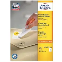 Avery L4734REV-100, Hvid, Afrundet rektangel, Aftagelig, 199.6 x 143.5 mm, A4, Papir