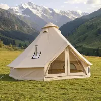 Vevor Oxford Bell Telt, 4 sæsoner 4 m Yurt Telt til Camping med Komfurstik, Vandtæt Åndbar Plads til op til 4 personer med Lynlås Aftagelig Gulv, Familiecamping Glamping Udendørs Jagtselskab
