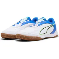 Puma PRESSING Futsal Boots Unisex, Women, White/Green Glare/Ultra Blue, 44