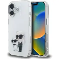 Karl Lagerfeld IML Aquarelle Karl & Choupette & Logo iPhone 16-etui – hvid