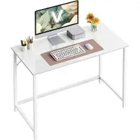 Vasagle Hvidt skrivebord med metalramme - 100 x 50 x 76 cm