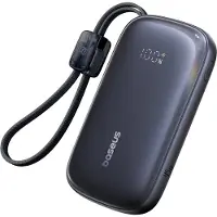 Baseus EnerFill FC21 Qpow 3 Ultra 10000mAh 45W powerbank med integreret snorekabel – sort