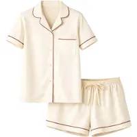 LEAFLETIC Pyjamasbukser 'Women’s Night Wear Short Set' creme