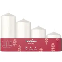 Bolsius hvide cylindriske lys 4 stk O120 100 80 60x48mm