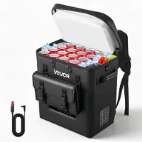 Vevor 12 Volt Køleskab, 13,7 QT/13L Bilkøleskab, Bærbar Elektrisk Fryserkompressor, 12V/24V DC, 21℉ til 50℉/ -6℃ til 10℃, Til Lastbil Varevogn RV SUV Båd Rejser Camping Road Trips