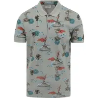 No-excess poloshirt ed grønt print Flerfarvet Grøn åle