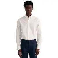 Gant Ganttil mænd. 3000300 Pinpoint Oxford Regular Fit skjorte hvid (XL), Casual, Bomuld, Lange ærmer