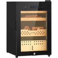 Vevor Elektrisk Humidor, 60L, 350 Counts Elektrisk Cigar Humidor Skab med Kompressorkøling, Konstant Fugtigheds- og Temperaturkontrol, Hylder og Skuffer i Spansk Cedertræ, 3 Lag, Til Husholdning