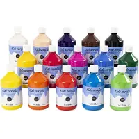 Creativ Light Akrylmaling A-Color 02 - mat, med 15 flasker á 500 ml i forskellige farver