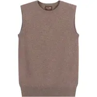 GOBI Cashmere Strikvest 'Women's Timeless Cashmere Crewneck Vest' taupe