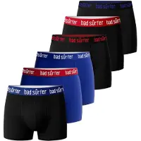 Bad Surfer Herresæt med boxershorts i bomuldsmix med logo, 6 dele, L