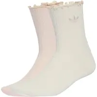 Adidas Originals - Sokker dame - Ruffle Crew Socks 2P Off White/Wonder Quartz til Unisex - Størrelse 34-36 - Lyserød