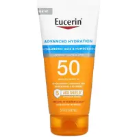 Eucerin , Avanceret Hydrering, Let Vægtløs Solskærms Lotion, SPF 50, Parfume Frit, 5 fl oz (150 ml)