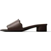 L37 HANDMADE SHOES Pantoletter 'ALWAYS IN BLOOM' mørkebrun