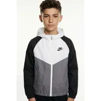 Nike Overgangsjakke - New Chevron Windrunner - Hvid/Grå/Sort - - 7 år (122) - Overgangsjakke