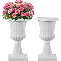 Vevor Plastik Urneplanter, 40 x 67 cm, 2-pak Hvide Klassiske Blomsterpotter Veranda Planter, Indendørs &amp; Udendørs Vase til Bryllup, Fest, Event, Hjem, Scene, Have, Balkon, Terrassedekoration