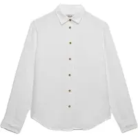 Superdry Superdrytil kvinder. W4010587A Hvid Premium Hørskjorte (L), Casual, Linned, Lange ærmer