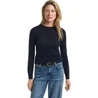 Gant Ganttil kvinder. 4800300 Sweater i ekstrafin merinould med rund hals marineblå (M), Casual, Bomuld, Klassisk, Lange ærmer