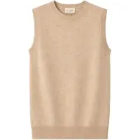 GOBI Cashmere Strikvest 'Women's Essential Cashmere Crewneck Vest' beige