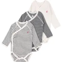 Petit Bateau Slå-om Body l/æ - 3-pak - Blå/Hvid Stribet - - 50 - Body L/Æ