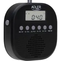 Adler Vandtæt FM-radio med ur og kompakt design