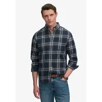 Superdry Superdrytil mænd. M4011197A Marineblå bomulds-flannelskjorte (M), Casual, Lange ærmer