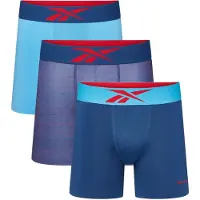 Reebok Muir Performance Tre Pak Mellemlange Underbukser til Herre Essential Blue/Print/Batik Blue
