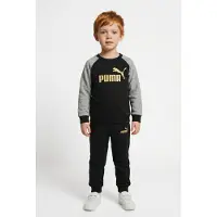 Puma Minicats Essentials Raglan Crew Set Toddler, Clothing, Black/Gold Moon, 2-4M