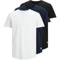 Jack & Jones 3-pak Long Line Fit Ensfarvet T-shirt