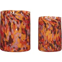 Hubsch Luce lysestage 2-pak Orange-rød