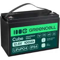 Green Cell LFPGC12V100AH, Lithium jern fosfat (LiFePO4), 12,8 V, Sort, Grøn, 100 At, 1280 Wh, 10 År