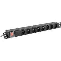 Lanberg - Strømfordelingsenhed (rackversion) - AC 220-250 V - 4000 Watt - 1-faset - input: DIN 49441 - output-stikforbindelser: 8 (NF C61-314) - 1U - 19 - 2 m ledning - Frankrig - sort
