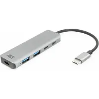 ACT AC7072 USB 3.2 Gen 1 (3.1 Gen 1) Type-C interfacehub 5000 Mbit/s sort/grå (AC7072)