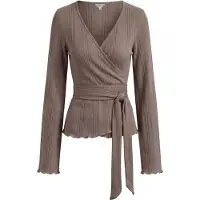 Object Ribbet Slå-om Cardigan